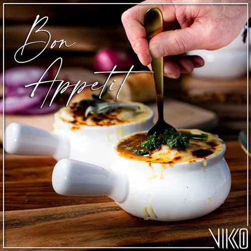 Vista 5 de Vikko Tazones de sopa – Juego de 2 platos de sopa de porcelana con asas, 10 onzas, aptos para microondas y horno
