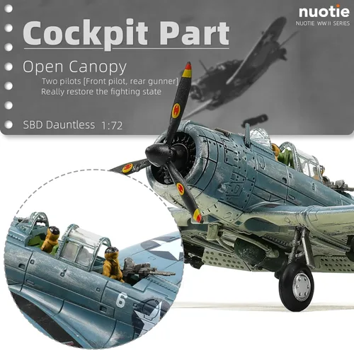 Vista 4 de NUOTIE 1/72 Douglas SBD-2 Dauntless Dive Bomber Modelo de Avión de la Segunda Guerra Mundial Midway Avión de Guerra Vintage Metal Fundido a Presión
