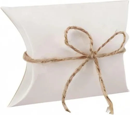 Vista 8 de MANCHAP 200 cajas de almohada de papel kraft blanco de 3.5 x 2.5 pulgadas, pequeñas cajas de dulces blancos, cajas de agradecimiento para recuerdos