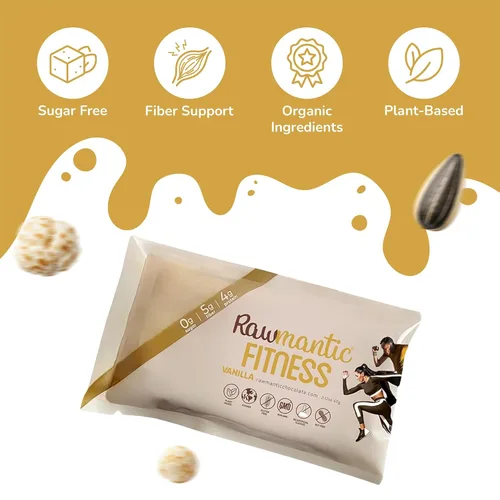 Vista 5 de Rawmantic Chocolate - Barras de proteína de chocolate blanco orgánico sabor a vainilla, 2.1 onzas (paquete de 12) - Barras de proteína keto - Barras