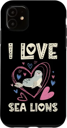 Vista 5 de Funda para iPhone 11 Pro Max I Love Sea Lions Shoreline Marine Mammals