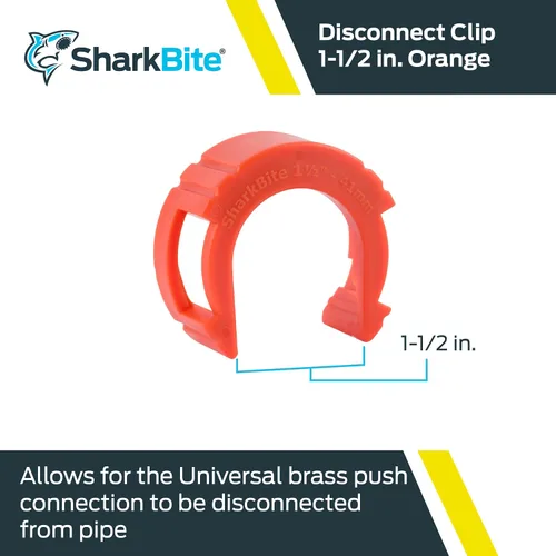Vista 2 de SharkBite Clip de desconexión de 1-1/2 pulgadas para empujar para conectar accesorios de plomería de latón, UXLDC41