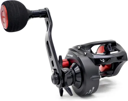 Vista 6 de Bucara 300 Carrete de baitcasting, marco de grafito más ancho, Rodamientos de bolas de acero inoxidable 7+1, Arrastre de carbono de 35 libras