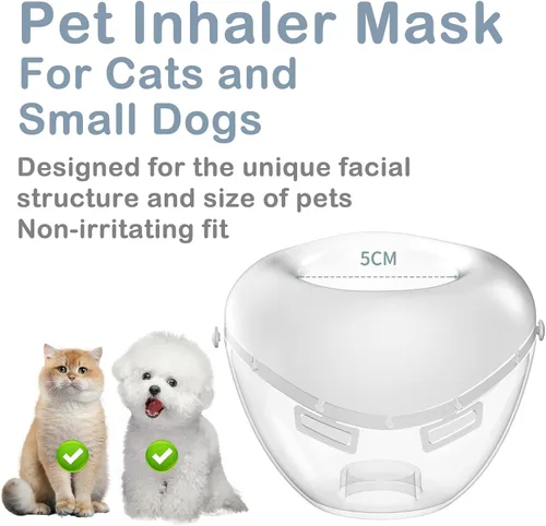 Vista 5 de Espaciador inhalador para gatos, para gatos y perros pequeños, cámara de aerosol para mascotas con máscara de silicona, para primeros auxilios
