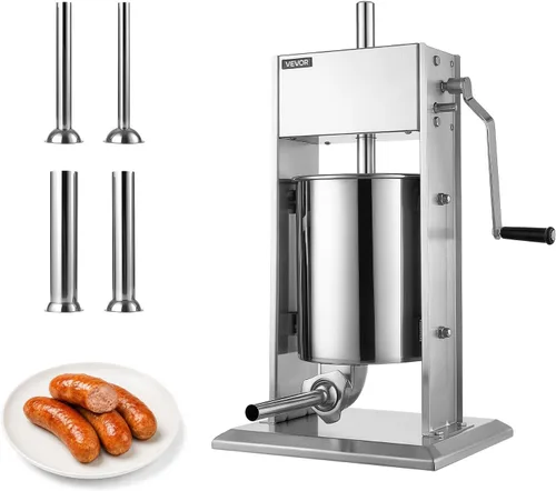Vista 12 de VEVOR Embutidor manual de salchichas 15 lbs/7L Máquina de carne vertical de Plateado-7LN