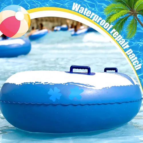 Vista 4 de Parches de piscina sobre el suelo - Kit de reparación de revestimiento de vinilo de 49 x 34 pulgadas con parche rectangular (azul)