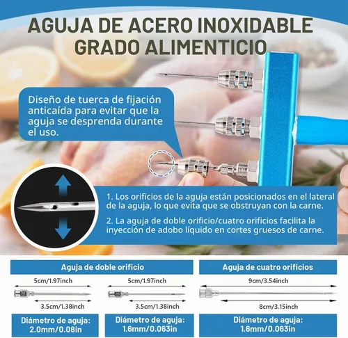 Vista 2 de MXBAOHENG Bomba eléctrica inyectora de carne con manguera, jeringa inyectora de marinada de presión ajustable de 60 W con 20 agujas para fumar