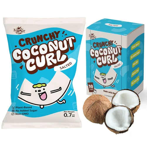 Vista 7 de COCOCURL Chips de Coco Crujientes Originales Artesanales – Aperitivo Saludable Sin Azúcar, A Base de Plantas, Sin Gluten, Coco Suavemente Tostado