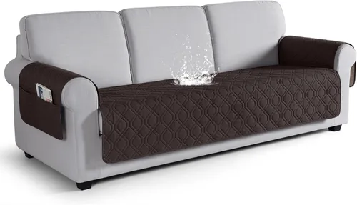 Vista 45 de VANSOFY Funda para Sofá, Fundas de Sofá Impermeables Lavables Forro Protector de Muebles Fundas de Asiento de Sofá Antideslizantes para Perros, Negro
