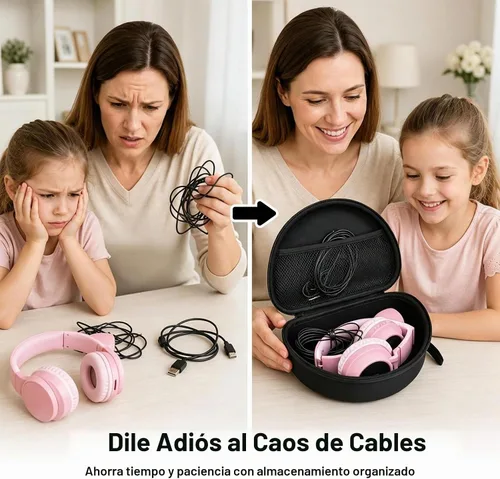 Vista 4 de PAIYULE Funda de auriculares para niños iClever para Riwbox CT-7S/CT-7, para auriculares de caramelo con oreja, funda protectora rígida con bolsillo