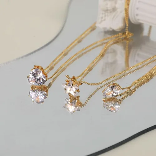Vista 5 de ASCOMY Layered Necklaces for Women, Dainty Gold Necklace 14K Gold Plated Herringbone Necklace for Women Pearl Cross Necklace Paperclip Cuban Figaro