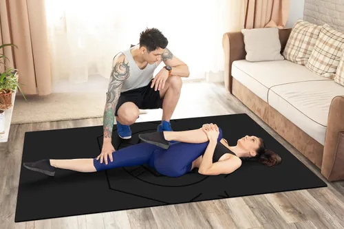 Vista 4 de Nuveti Alfombrilla de entrenamiento extra ancha, 1/2 pulgada de grosor, antideslizante y no tóxica, perfecta para yoga descalzo, pilates y meditación