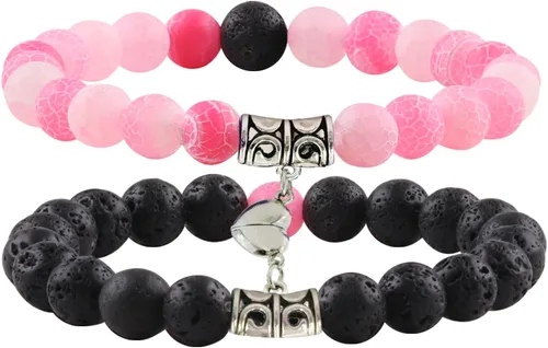Vista 15 de 2 PCS Magnetic Couples Bracelets, Natural Stone Energy Stone Beads Bracelet Set His and Hers Long Distance Relationship Bracelet for Boyfriend