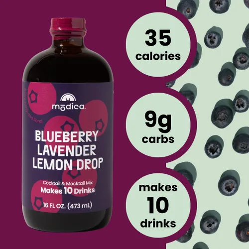 Vista 3 de Modica Bluberry Lavender Lemon Drop - Mezclador de cóctel y cola sin alcohol de primera calidad (10 porciones) creado por un galardonado mixólogo