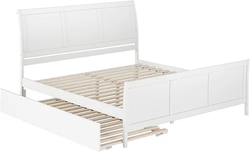 Vista 16 de AFI, Portland - Cama de plataforma matrimonial con estribo a juego con cama nido individual, color espresso