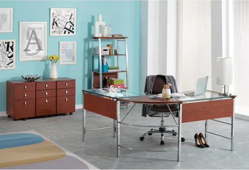 Vista 4 de Realspace® Mezza - Escritorio esquinero en forma de L, de 62 pulgadas de ancho, color cereza