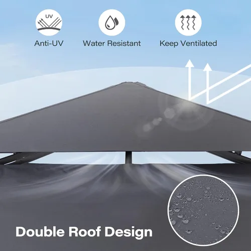 Vista 4 de LAUSAINT HOME Gazebo para parrilla al aire libre de 5 x 8 pies, kiosco para barbacoa con parte superior ventilada de 2 niveles, 2 estantes duraderos