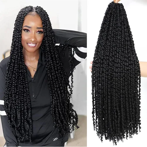 Vista 15 de Cabello Corto PassionTwist de 8 Pulgadas Cabello Pre-retorcido Passion Twists Cabello de Ganchillo Pre-enrollado Cabello Rizado de Ganchillo para 1b