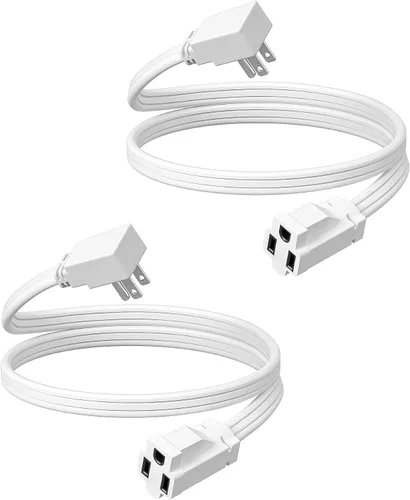 Vista 16 de DEWENWILS Cable de extensión corto de 1 pie, cable de extensión de cabeza plana para interiores con 3 puntas, cable de alimentación de perfil bajo