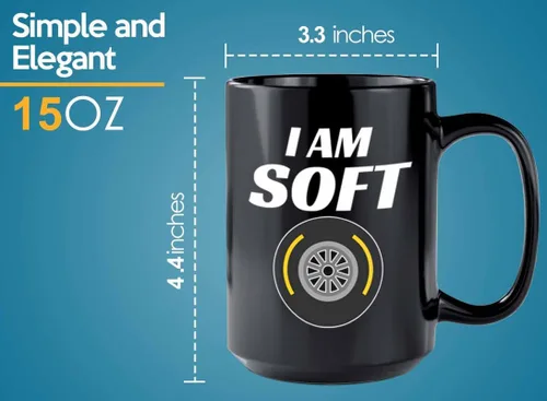 Vista 5 de Taza de café Racer de 15 onzas, color negro, I'm Soft, Fuel Speed Racer Car Guys Circuit Automotriz Racing Boy Regalos para él, papá, hombres, novio