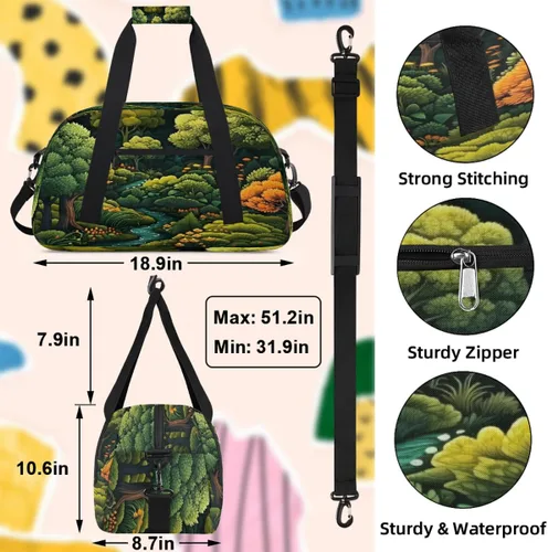 Vista 3 de Travel Duffle Bag, Waterproof Weekender Overnight Bags for Women Men Forest Lightweight Carry on Duffle Gym Bag for Travel, Sports, Fitness, Workout