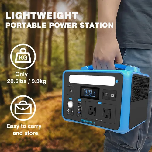 Vista 6 de Estación de energía portátil de 640 Wh, generador solar AISPEX con arrancador de puente, salida de CA de onda sinusoidal pura de 110 V/600 W, PD 60