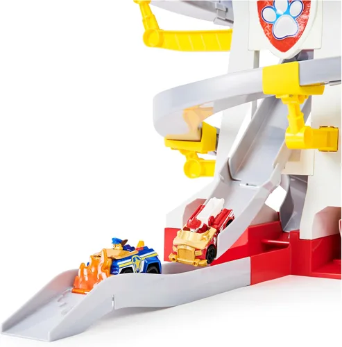 Vista 8 de Paw Patrol Adventure Bay Lookout Tower Playset con 2 vehículos de metal fundido a escala 1:55 (Chase y Marshall): Twin Track Rescue Way, set de 25