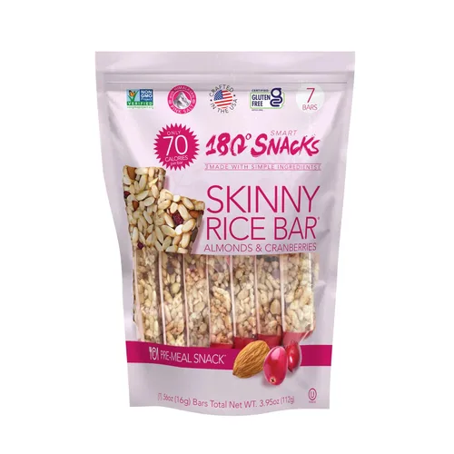 Vista 9 de 180 Snacks Paquete de barras de arroz delgadas – Arándano + arándano – Barras de arroz con almendras y sal del Himalaya – Snacks bajos en calorías