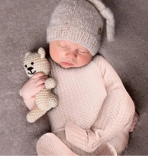 Vista 2 de Moda recién nacido niños niñas bebé sesión de fotos accesorios trajes ganchillo ropa sombrero de cola larga pantalones accesorios de fotografía