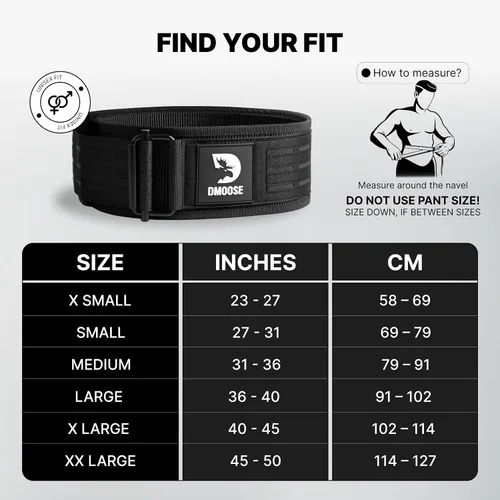 Vista 2 de DMoose Fitness Cinturón de levantamiento de pesas con bloqueo automático para hombres y mujeres, cinturón de nailon de 4 pulgadas para sentadillas