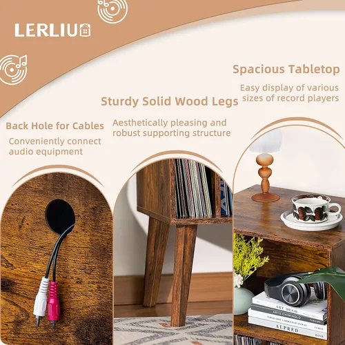 Vista 36 de Lerliuo - Soporte para tocadiscos, soporte para tocadiscos negro con capacidad para hasta 160 álbumes