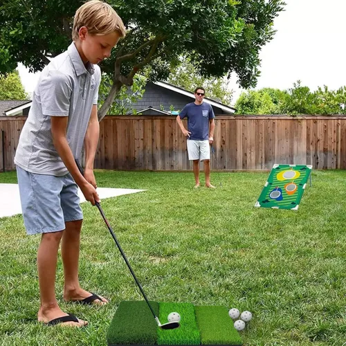 Vista 7 de NEWCARE Golf Hitting Mat, Thickened Golf Practice Mat for Indoor Outdoor Training, Swing Path Hitting Turf Mat with Non-Slip Rubber Backing, Golf