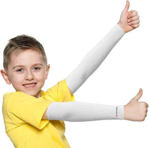 Vista 9 de JOEYOUNG Mangas de brazo para niños (4-9 años), mangas solares para fútbol, baloncesto, disfraz para fiesta, protección UV, manga refrescante