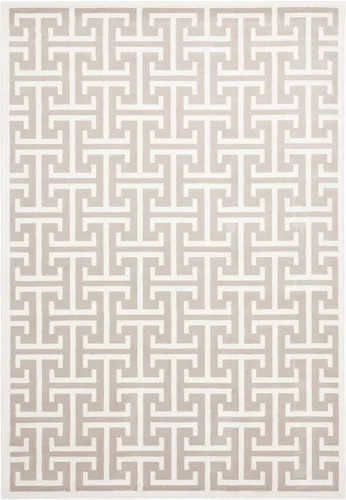 Vista 3 de Abani Arto Collection - Alfombra contemporánea con patrón de clave griega moderna en 3D, color beige y blanco, 4 x 6 pies, diseño geométrico meandro