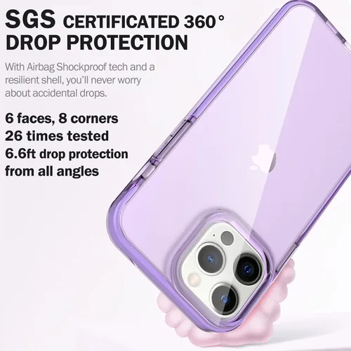 Vista 2 de ArtsEvo Diseño transparente a prueba de golpes para iPhone 14 Pro, protección certificada contra caídas de 6.6 pies, bordes elevados que protegen