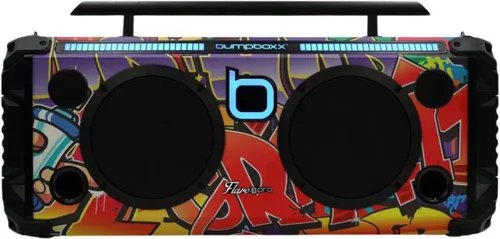 Vista 4 de Bumpboxx Flare8 Pro Bluetooth Boombox, NYC Graffiti, 2 micrófonos Graffiti de Nueva York