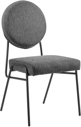 Vista 14 de Modway Craft - Juego de 2 sillas laterales tapizadas de tela, color negro y gris claro