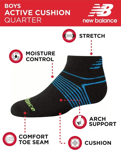 Vista 3 de New Balance Calcetines para niño - Calcetines acolchados de rendimiento (8 unidades)