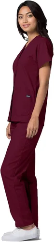 Vista 5 de Adar Universal Scrubs for Women - Snap Front Scrub Top