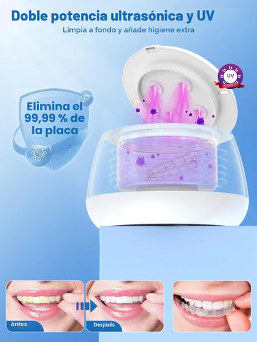 Vista 3 de KUNPHY Máquina Limpiadora Ultrasónica de Retenedores 2026, Cápsula de Limpieza Dental de 48 kHz para Brackets, Protector Nocturno, Protector Bucal