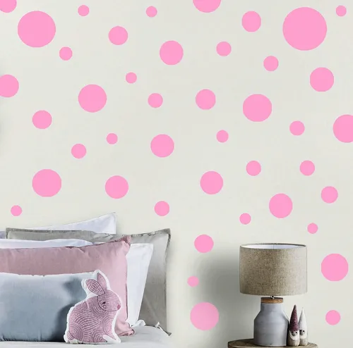 Vista 8 de Calcomanías de pared de lunares negros, calcomanías de decoración de pared para habitación de niñas, puntos de pared, círculo de vinilo