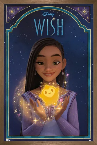 Vista 14 de Trends International Disney Wish - Póster de pared de Asha & Star, 22.4 pulgadas de largo x 14.7 pulgadas, versión enmarcada en madera de granero