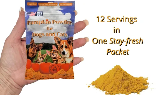 Vista 2 de 100% calabaza para perros/gatos, suplemento de fibra en polvo de calabaza seca de EE. UU., solución de diarrea/estreñimiento, 12 porciones, paquete
