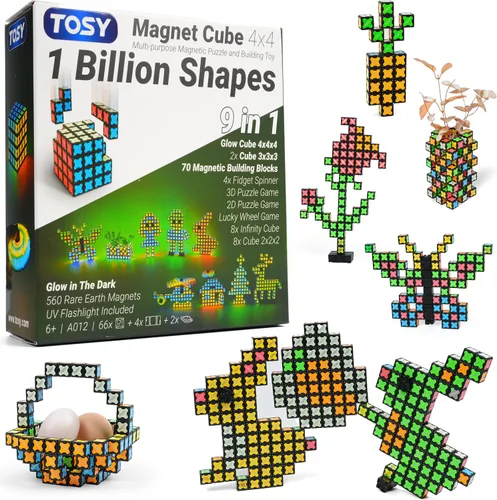 Vista 10 de TOSY Magnet Cube 2x2 - 8 Bloques, Juguete 2 en 1: Cubo de Rompecabezas 2x2x2 y Cubo Infinito Personalizable, Luminoso, Regalo para Relleno de Medias