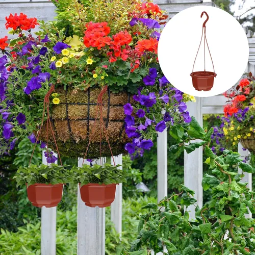 Vista 7 de DOITOOL 10 macetas colgantes de plástico, macetas colgantes de 6.29 pulgadas, maceta para plantas de interior y exterior, decoración de jardín