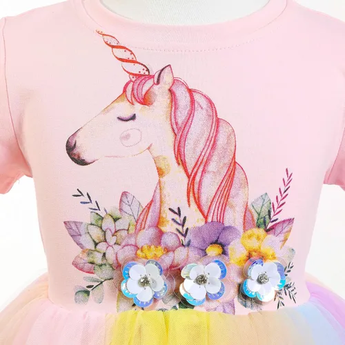 Vista 5 de Unicorn Dress for Girls Unicorn Costume Pageant Birthday Princess Party Headband with Accessories