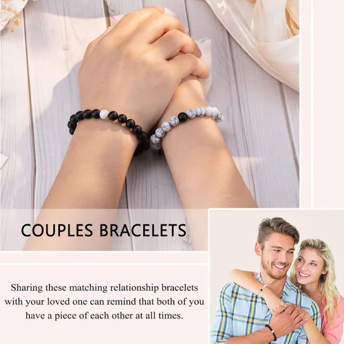 Vista 2 de UNGENT THEM Juego de pulseras ajustables a juego para parejas, regalos para novio, novia, pareja, marido, esposa, prometido, alma gemela, hombres