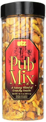 Vista 9 de Utz Pub Mix, 42 onzas. Barril, mezcla de bocadillos sabrosos con una mezcla de sabores crujientes para un delicioso aperitivo de fiesta, recipiente