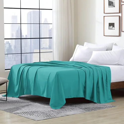 Vista 20 de Cathay - Sábanas planas de seda individuales de suave poliéster de lujo, Negro, gemelo