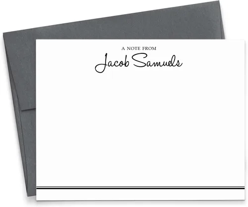 Vista 12 de Modern Pink Paper Juego de papelería personalizada para hombres para niños, notas de agradecimiento personalizadas para niños, tarjetas de notas